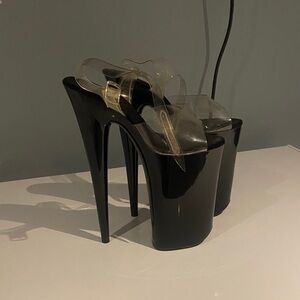 Pleaser Black and Clear Platform Heels